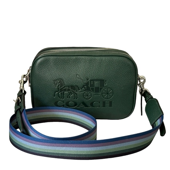 Coach Green Crossbody Bag with Multicolor Strap - Picture 4 of 15